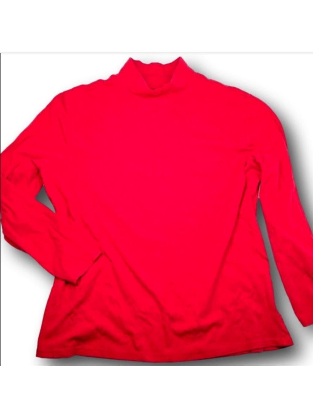 Women's Northcrest Red Long Sleeve Turtleneck Tee Plus Size 20W